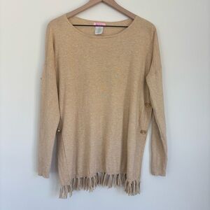 Lilly Pulitzer Romona Pullover Fringe Tan Sweater S